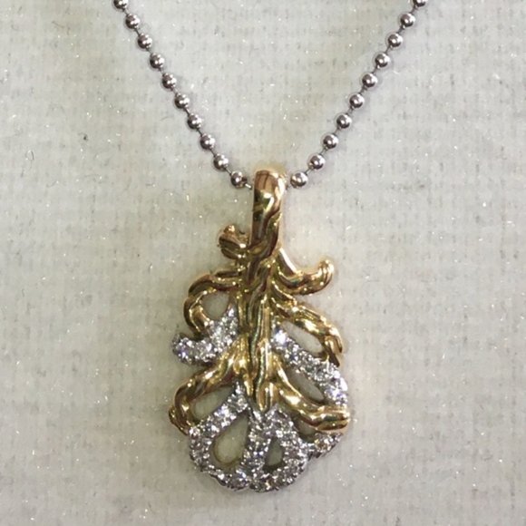 18K Yellow Gold John Hardy Feather 14K Necklace - Picture 1 of 6